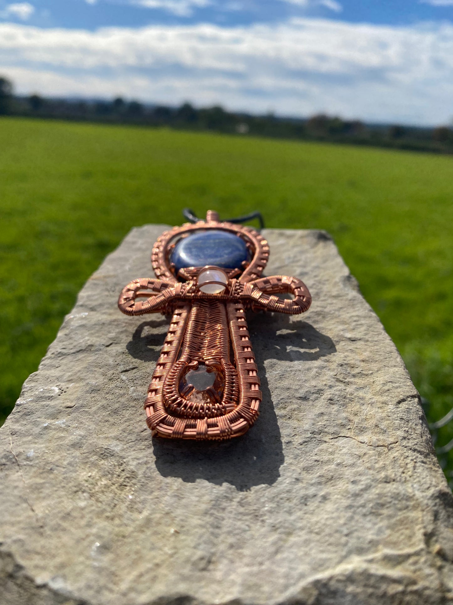 "Isis" - Copper & Crystal Ankh Amulet
