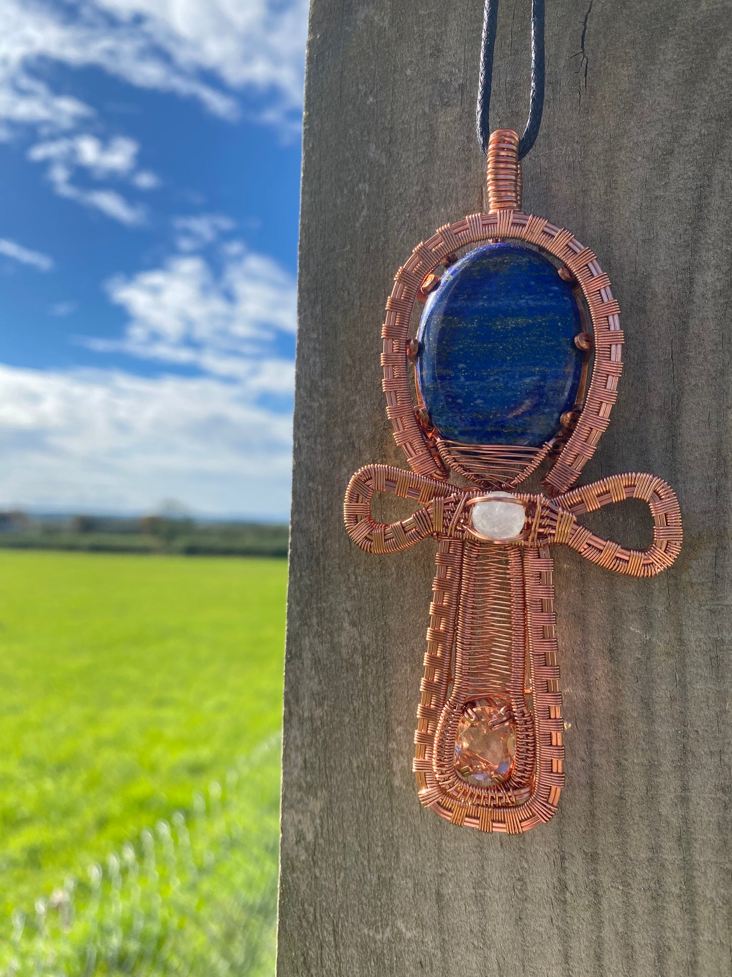 "Isis" - Copper & Crystal Ankh Amulet
