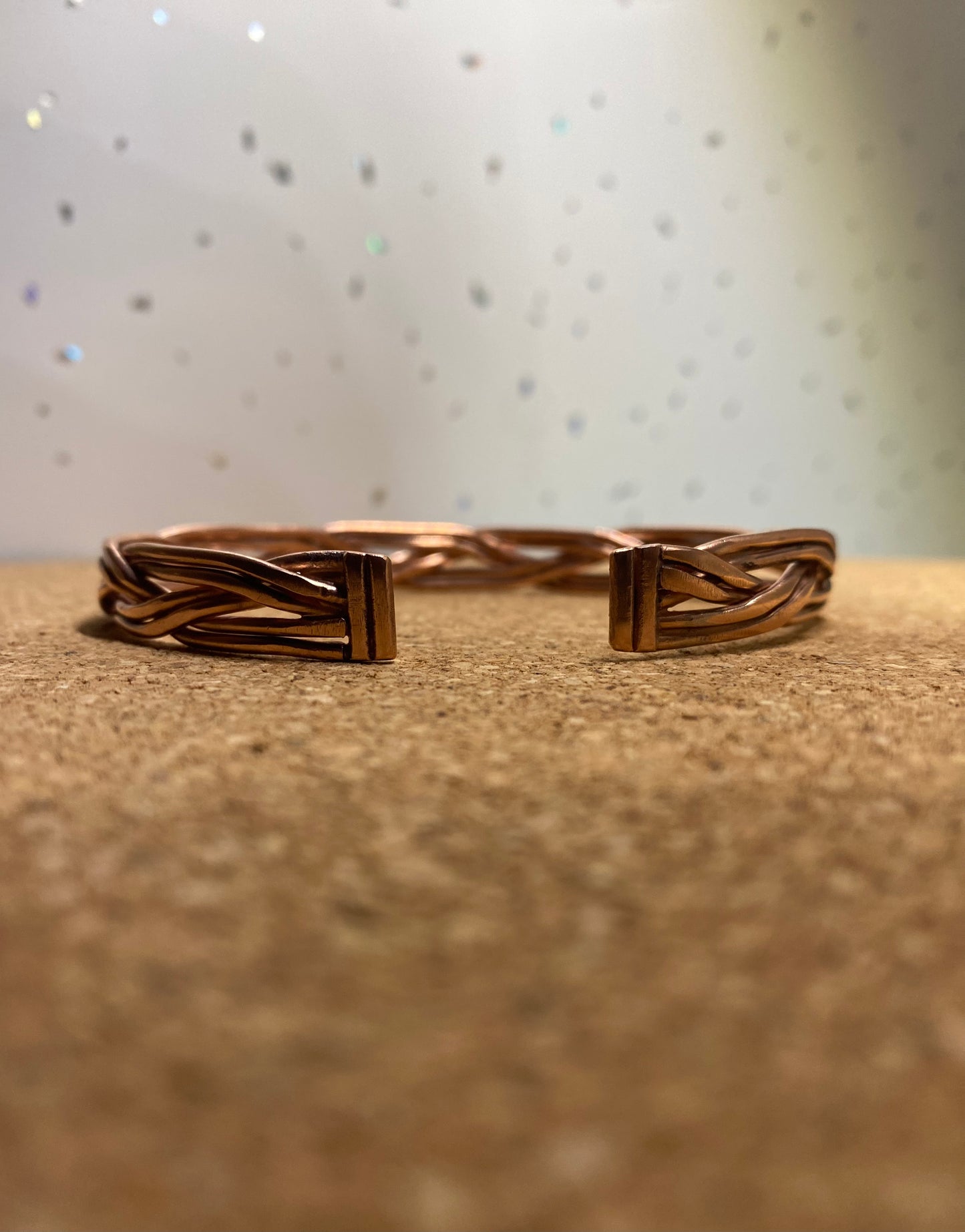 Flattened Braided Copper Cuff Bracelet