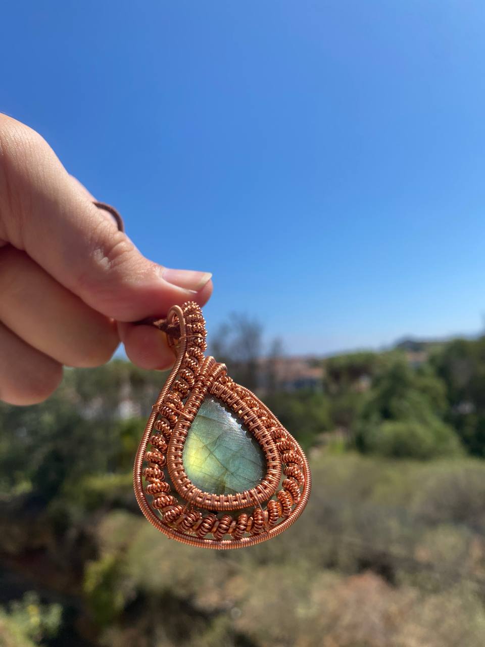 Labradorite Copper Wire Wrapped Heady Style Pendant