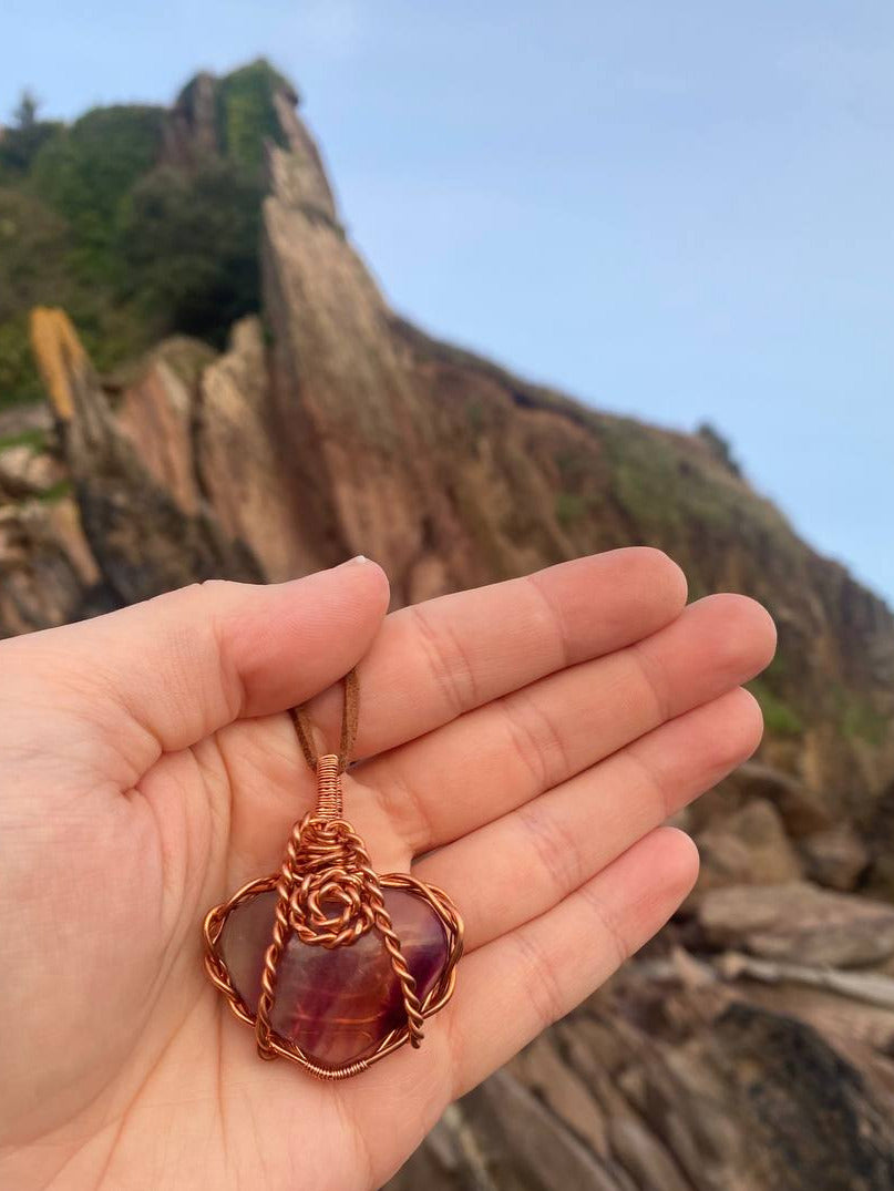 Rainbow Fluorite Heart Pendant