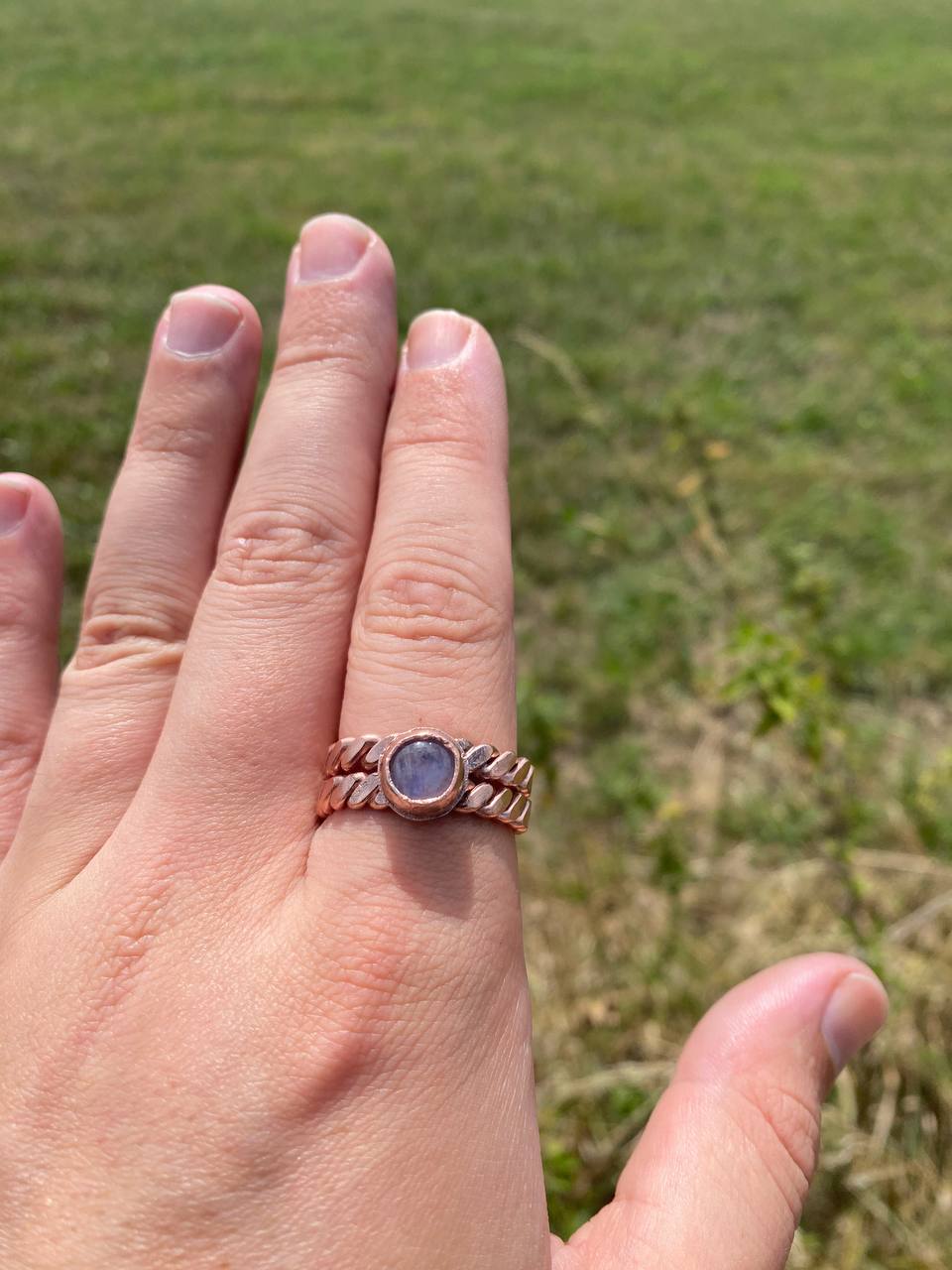 Lost Cubit (177MHz) Tensor Finger Ring with Moonstone Size X (12 USA)