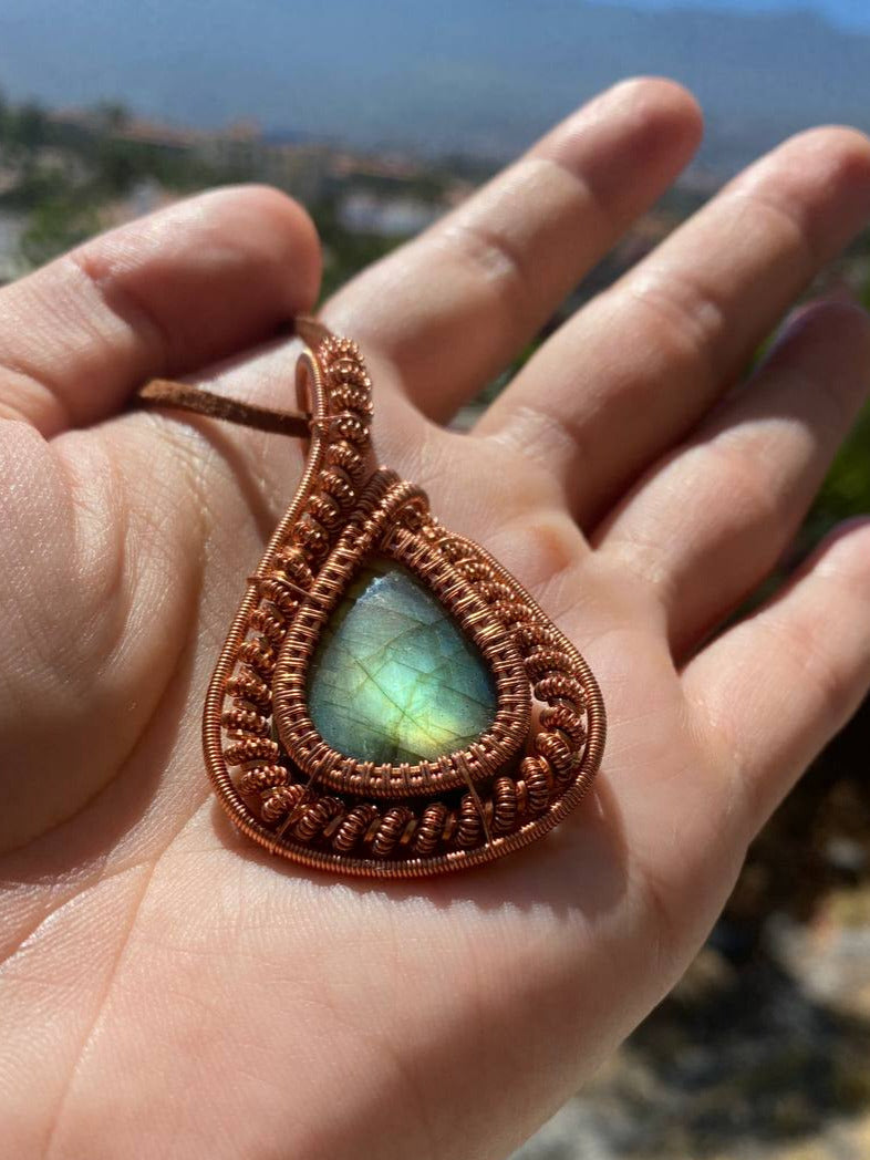 Labradorite Copper Wire Wrapped Heady Style Pendant