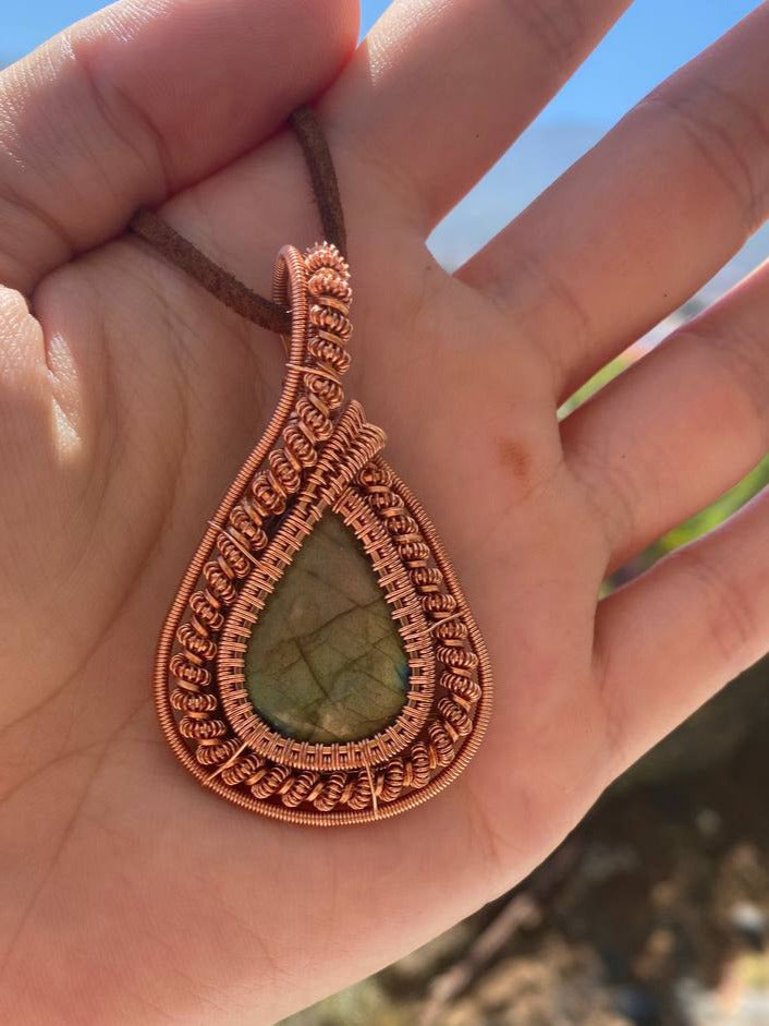 Labradorite Copper Wire Wrapped Heady Style Pendant