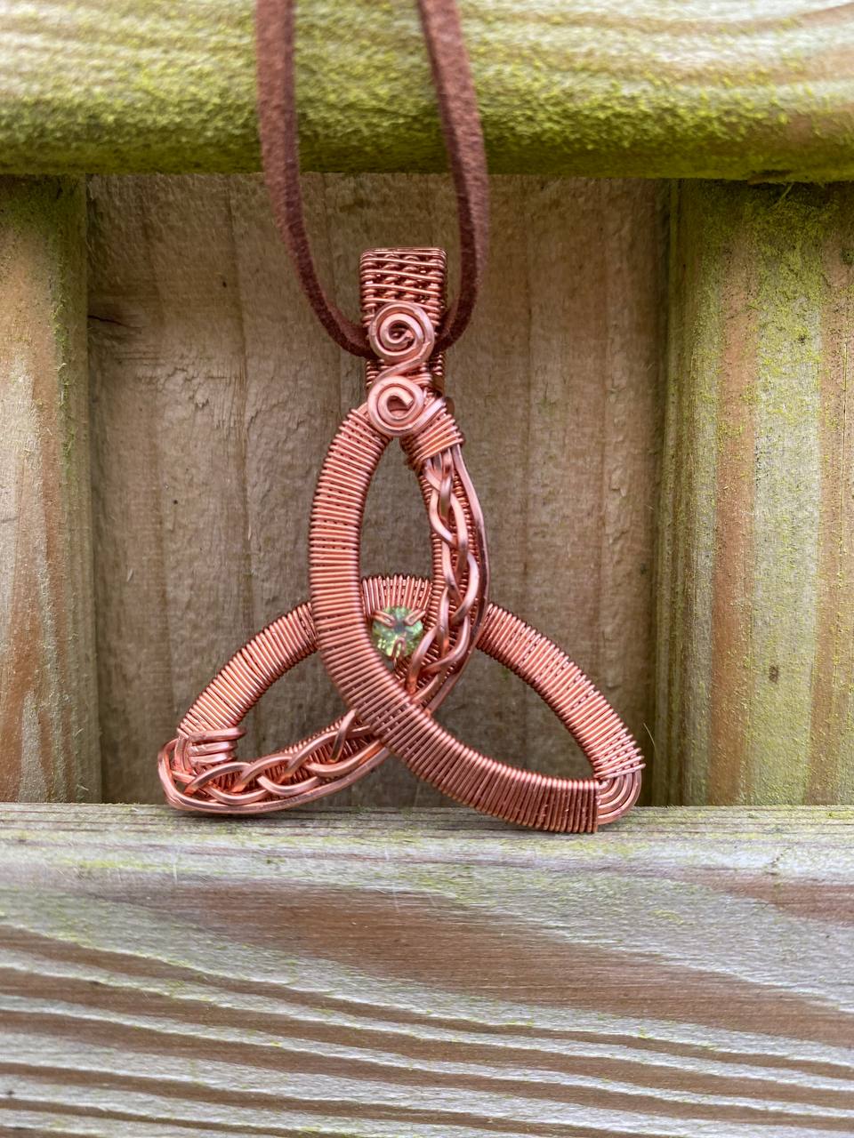 "Triple Goddess Triquetra" Peridot Celtic Amulet