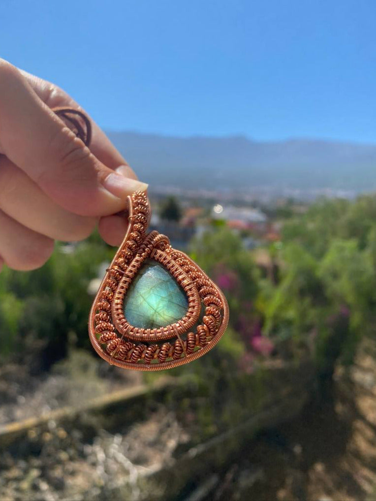 Labradorite Copper Wire Wrapped Heady Style Pendant