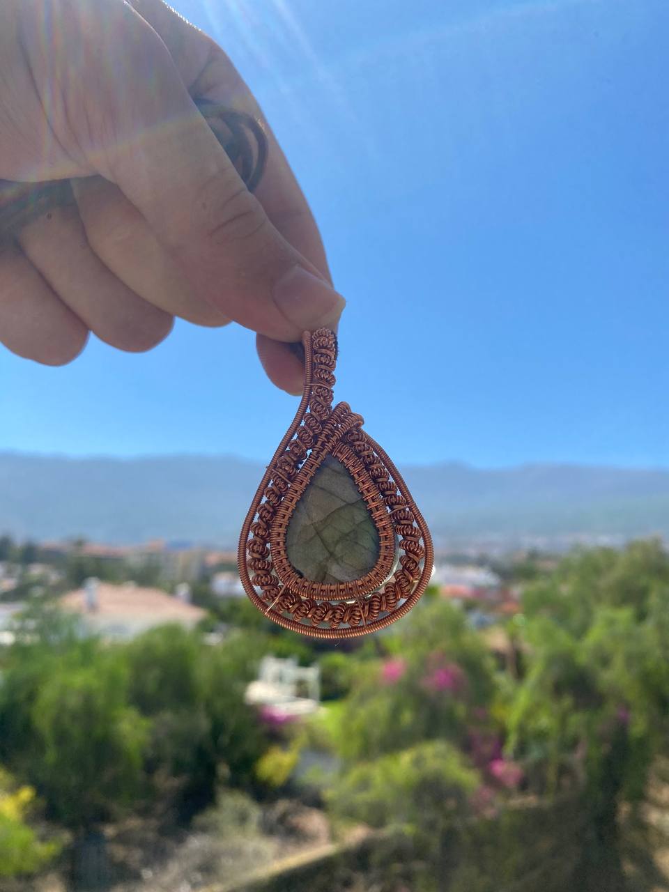 Labradorite Copper Wire Wrapped Heady Style Pendant