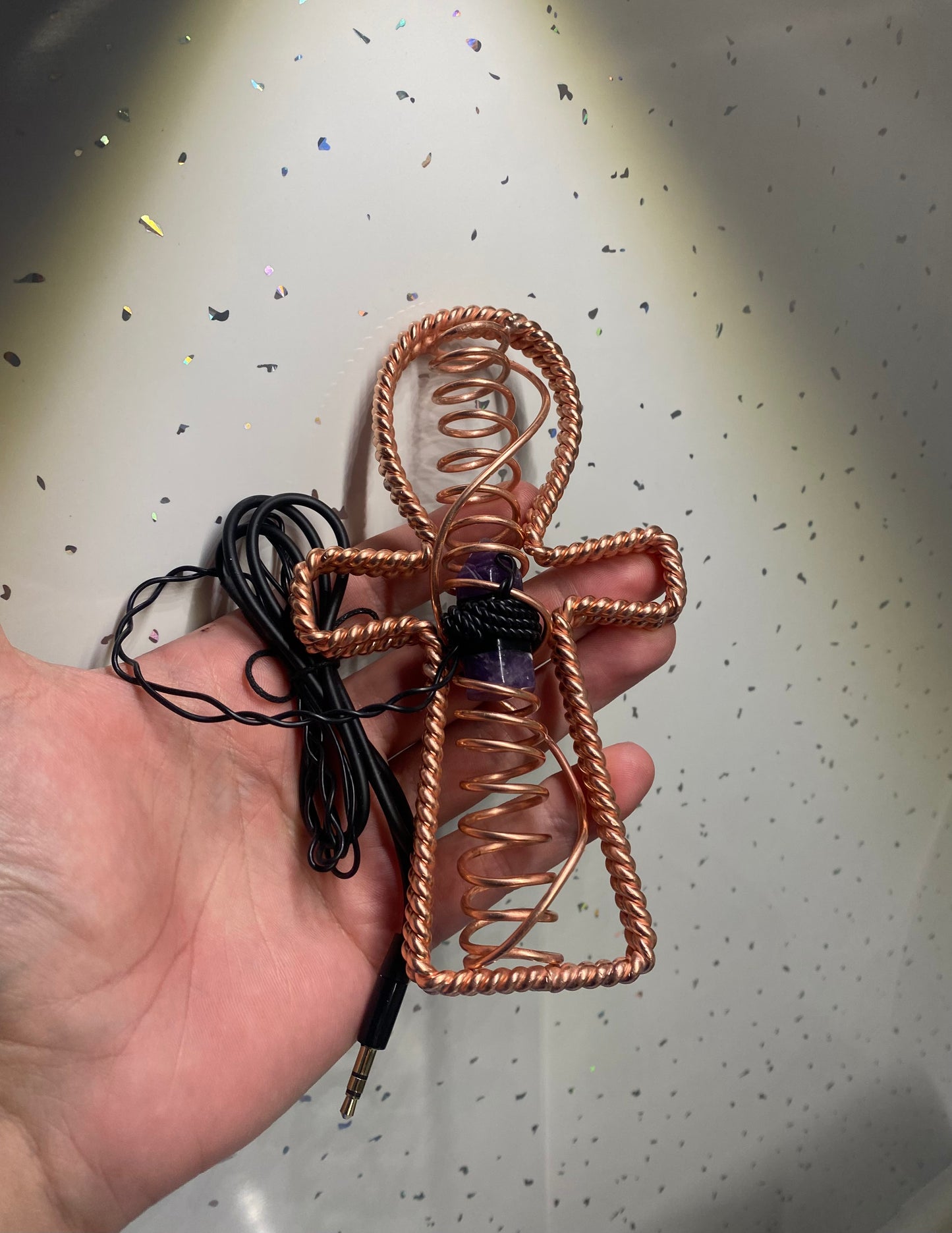 Succor Punch Tensor Ring Ankh with Amethyst (432MHz)