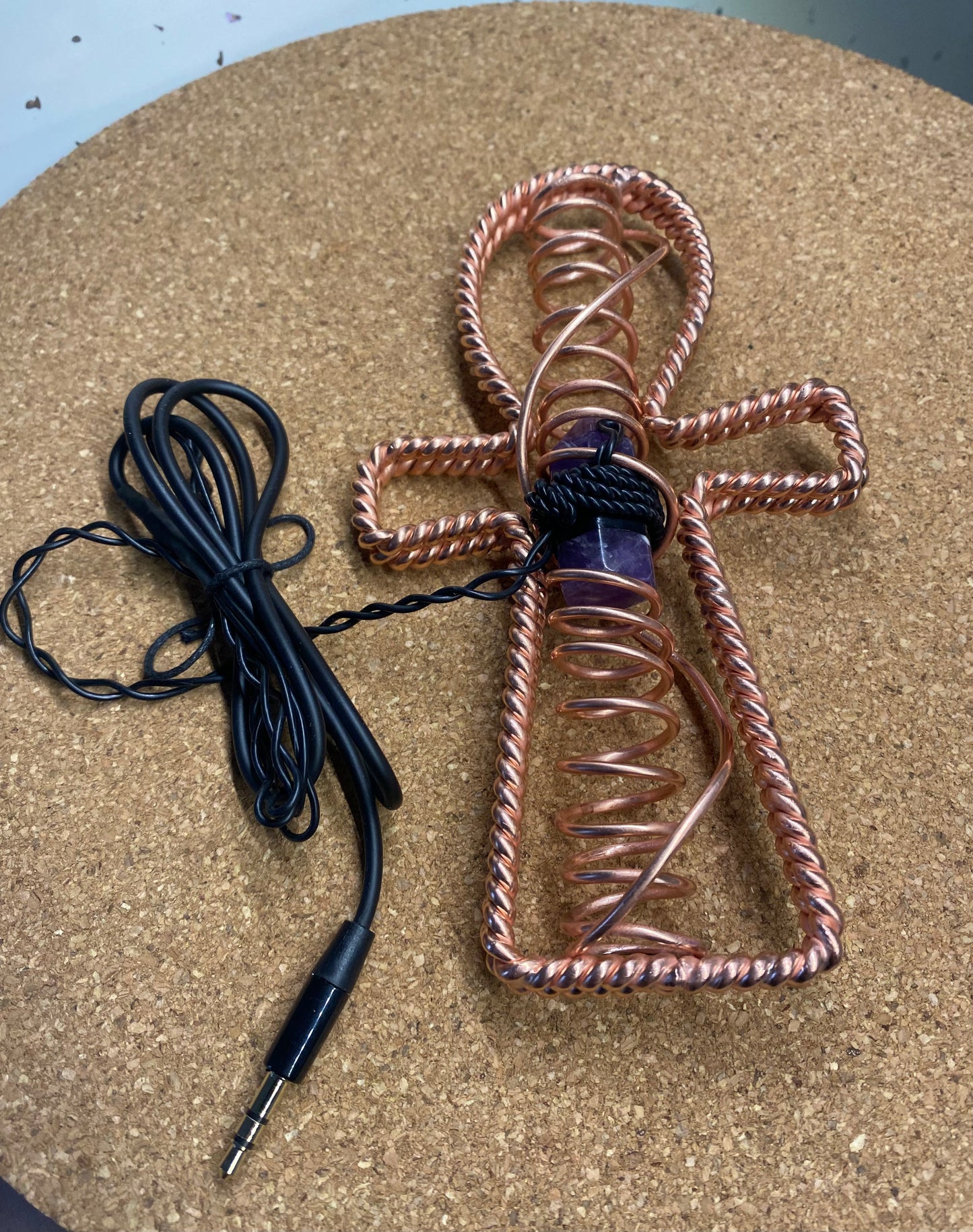 Succor Punch Tensor Ring Ankh with Amethyst (432MHz)