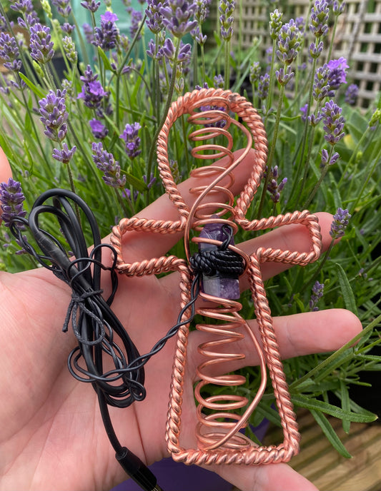 Succor Punch Tensor Ring Ankh with Amethyst (432MHz)