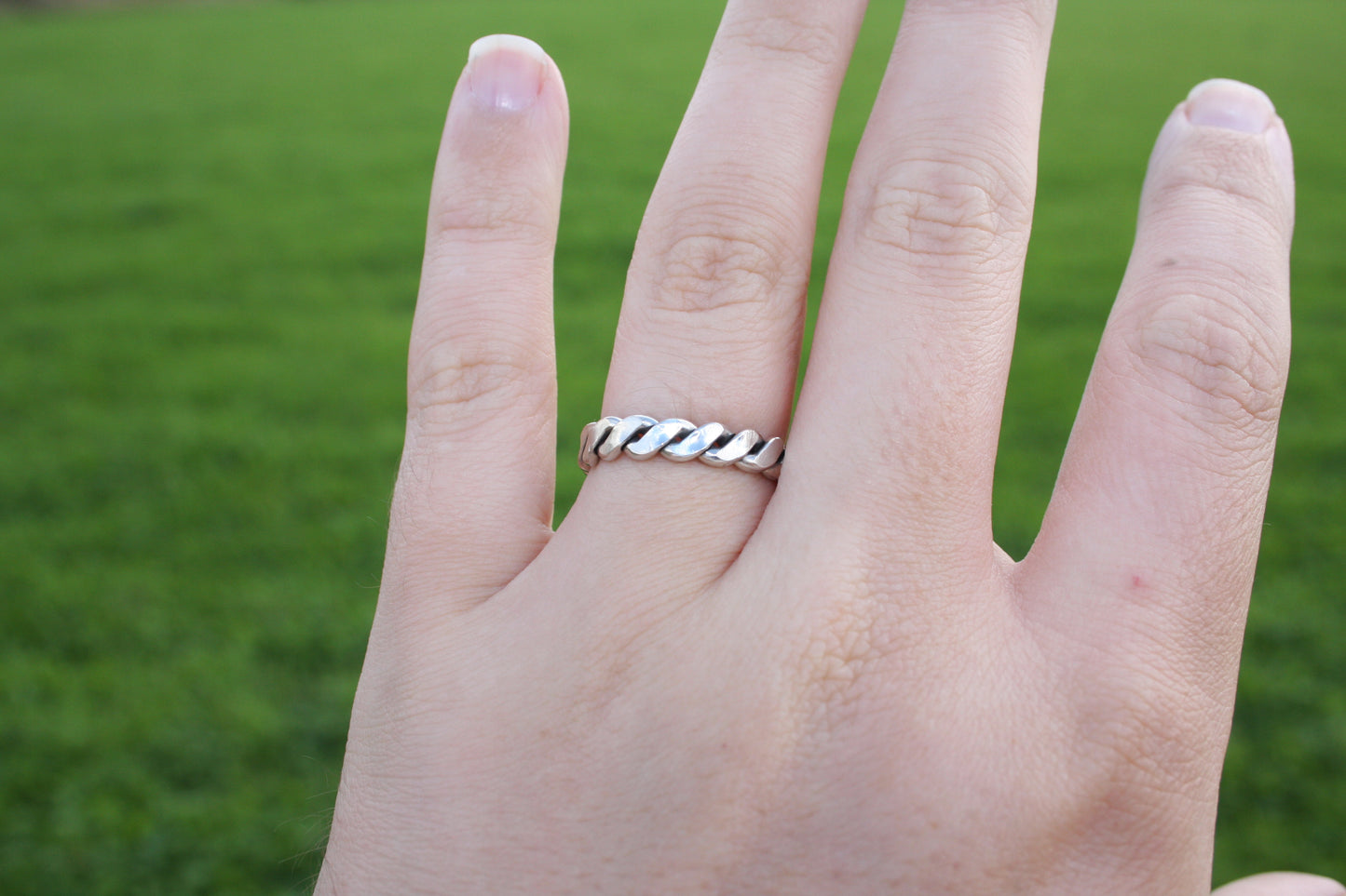 Pure Sterling Silver Flattened Tensor Finger Ring