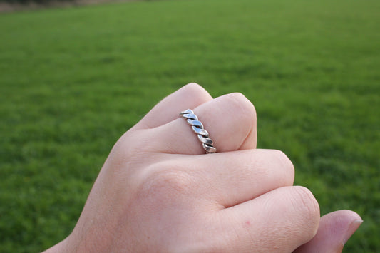 Pure Sterling Silver Flattened Tensor Finger Ring