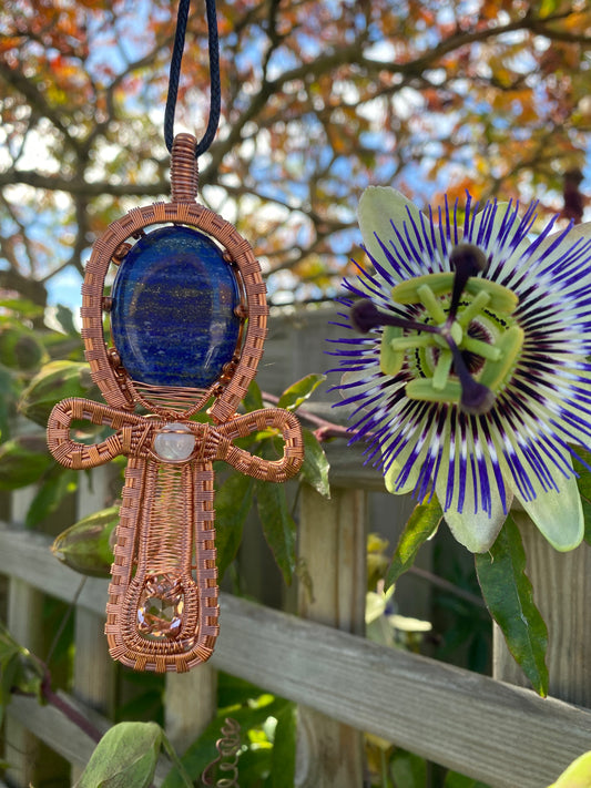 "Isis" - Copper & Crystal Ankh Amulet