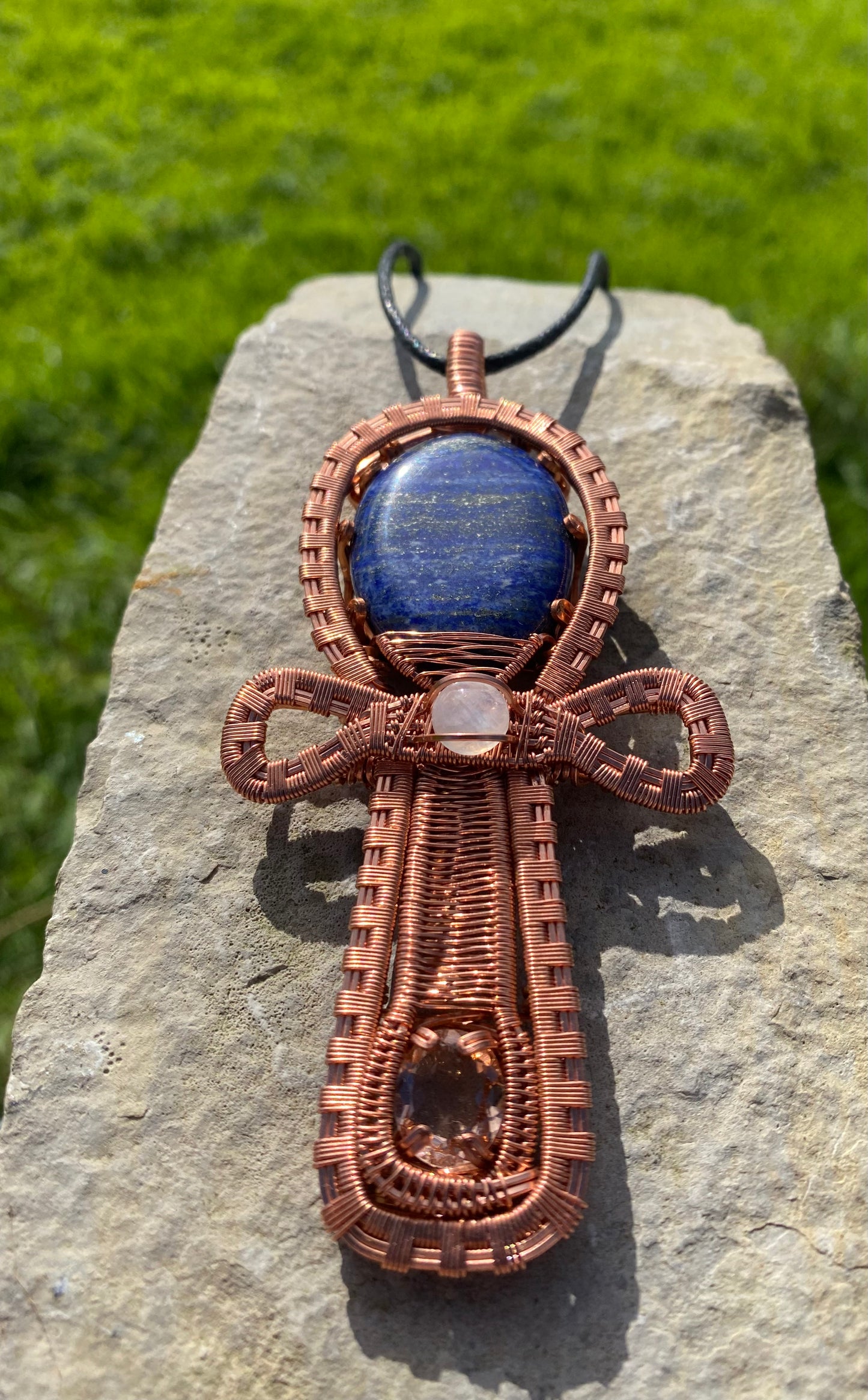 "Isis" - Copper & Crystal Ankh Amulet