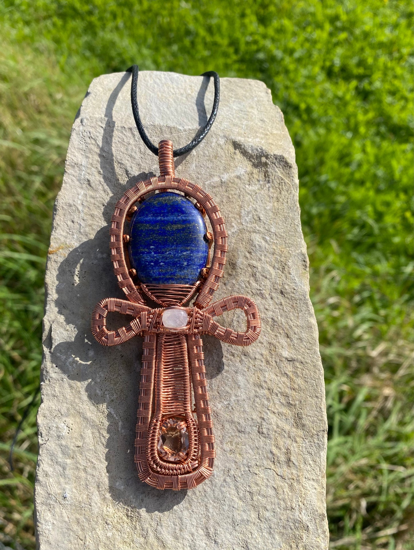 "Isis" - Copper & Crystal Ankh Amulet