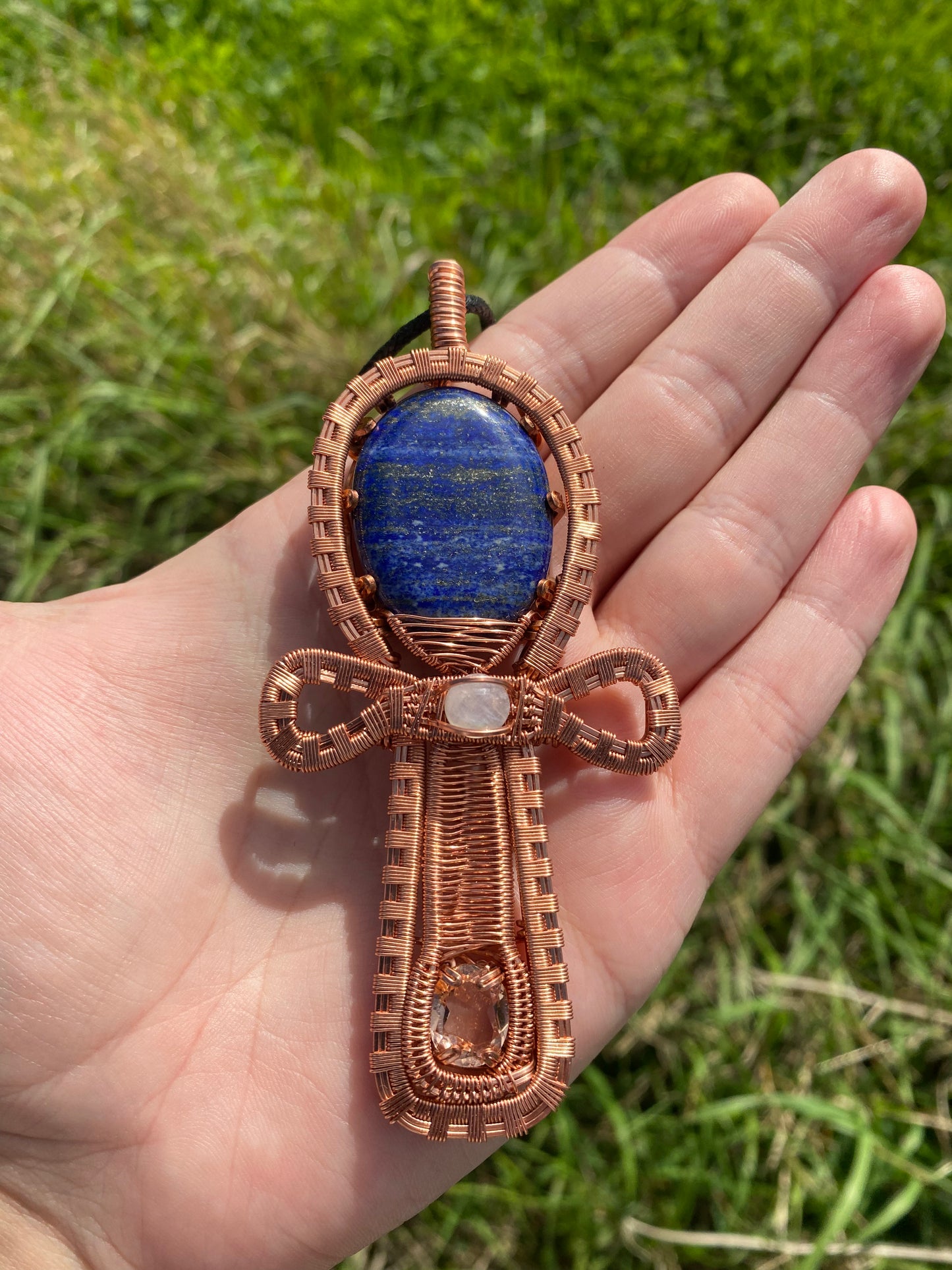 "Isis" - Copper & Crystal Ankh Amulet