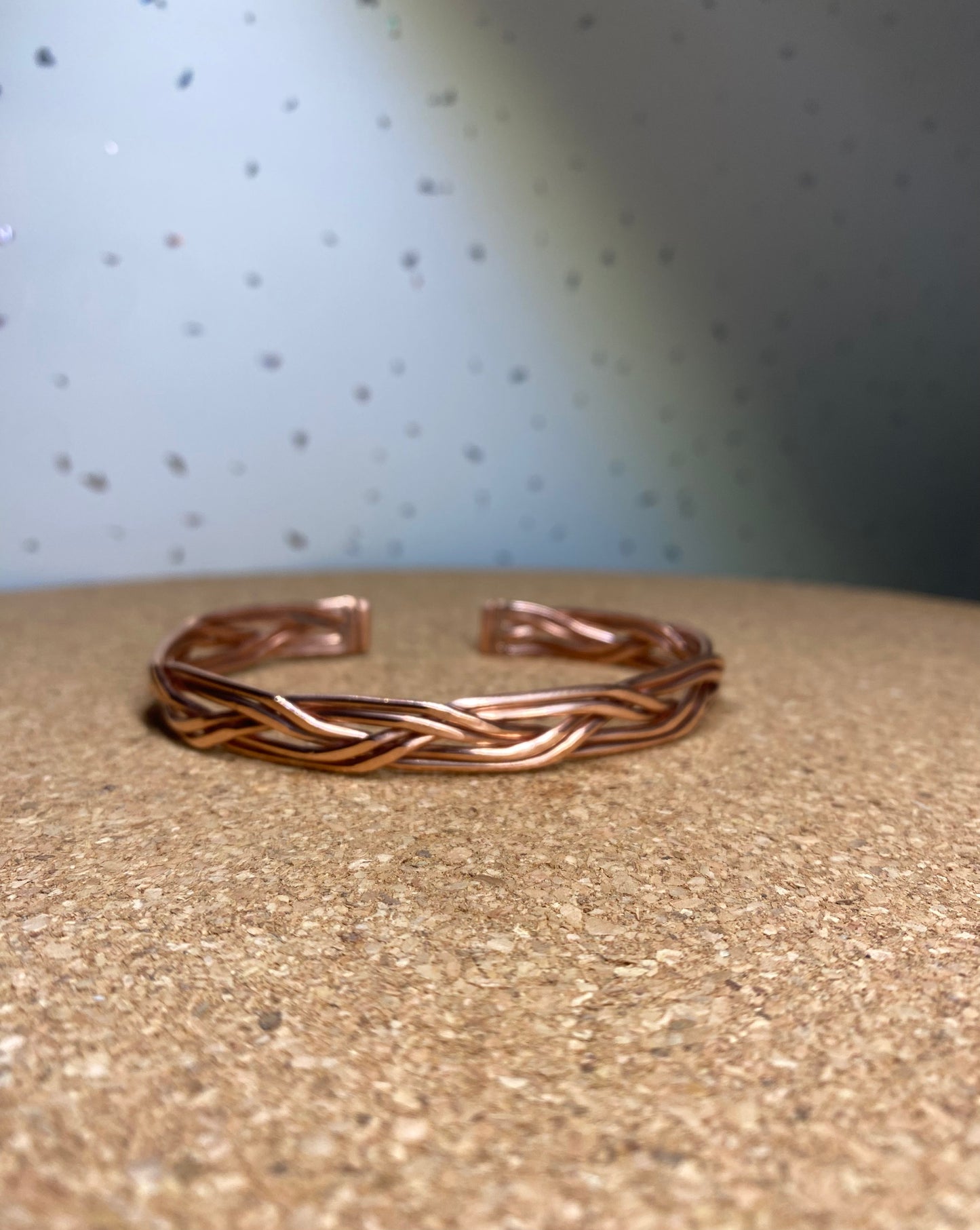 Flattened Braided Copper Cuff Bracelet