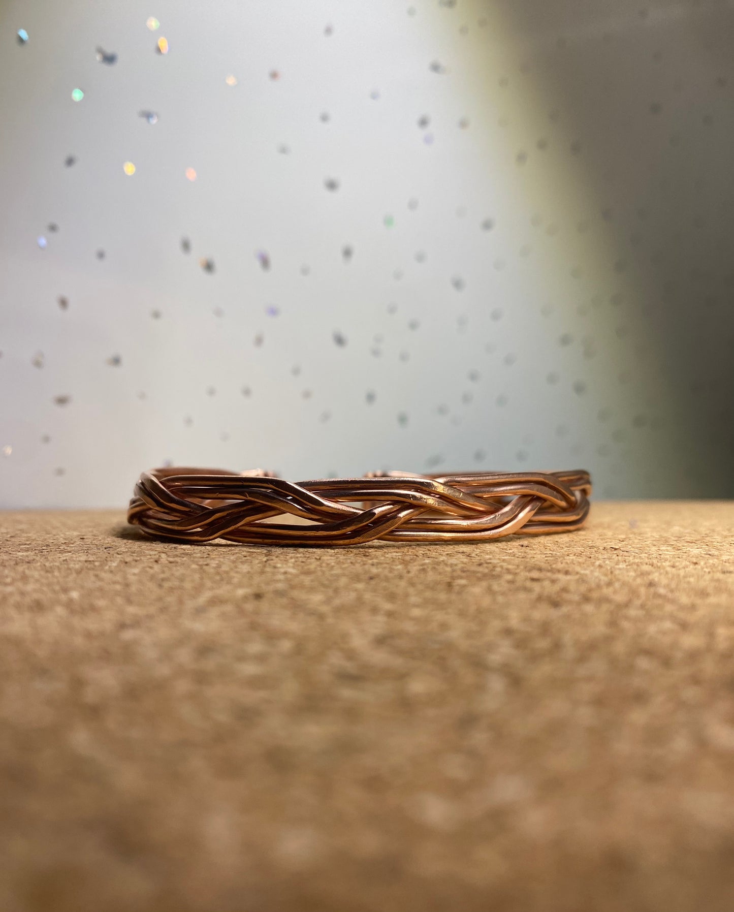 Flattened Braided Copper Cuff Bracelet