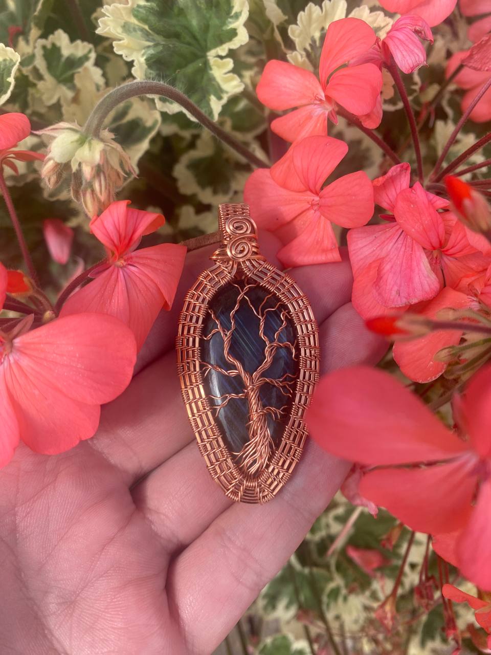 "Woodland Tales" - Labradorite Tree of Life Copper Wire Wrapped Amulet