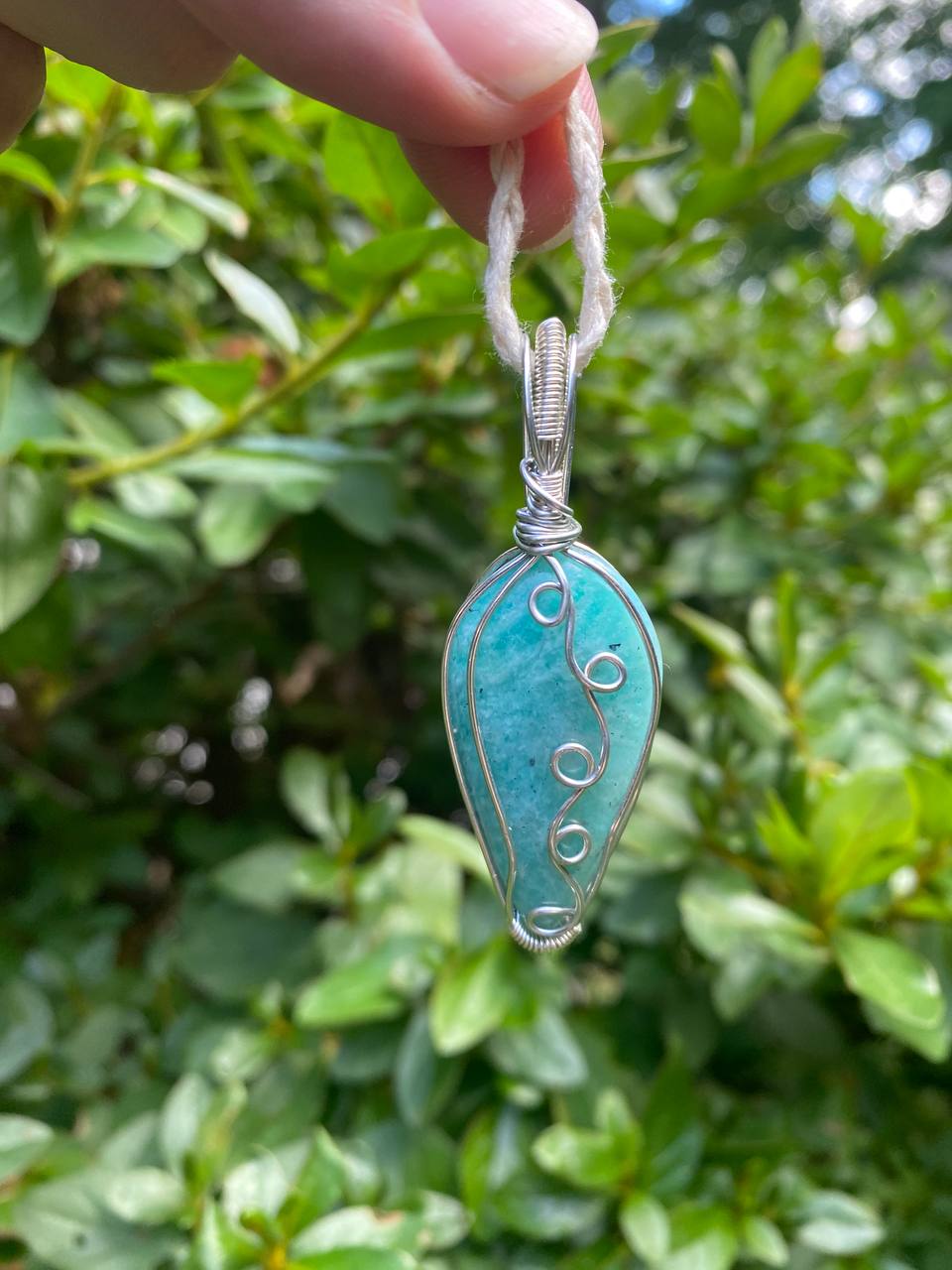 Amazonite Copper Wire Wrapped Pendant