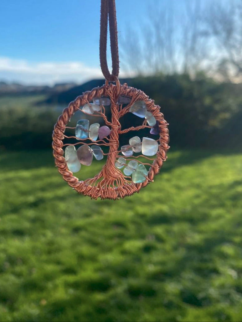 Fluorite Tensor Tree of Life Copper Wrapped Pendant