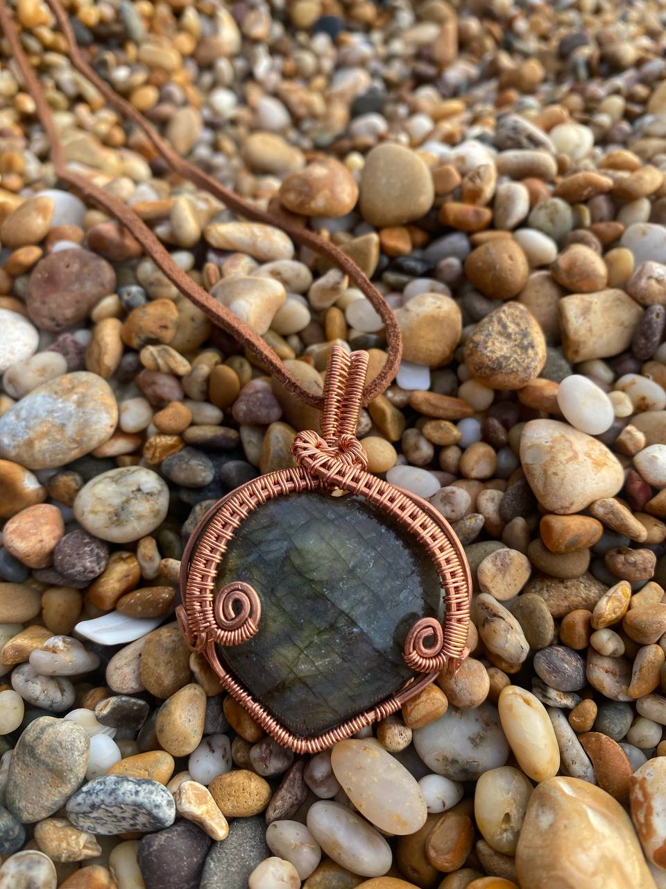 Labradorite Heart Copper Wire Wrapped Pendant