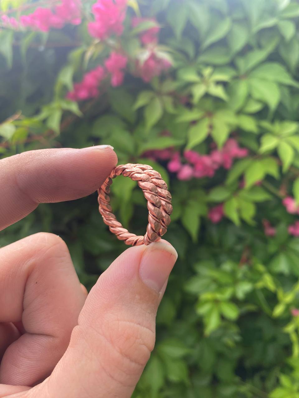 Overlapping Twisted Copper Ring (Open Ended)