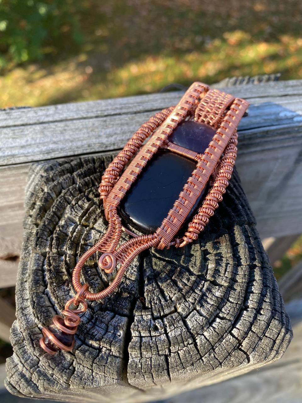 "Amulet of Tyr" - Shungite & Fluorite & Garnet Amulet