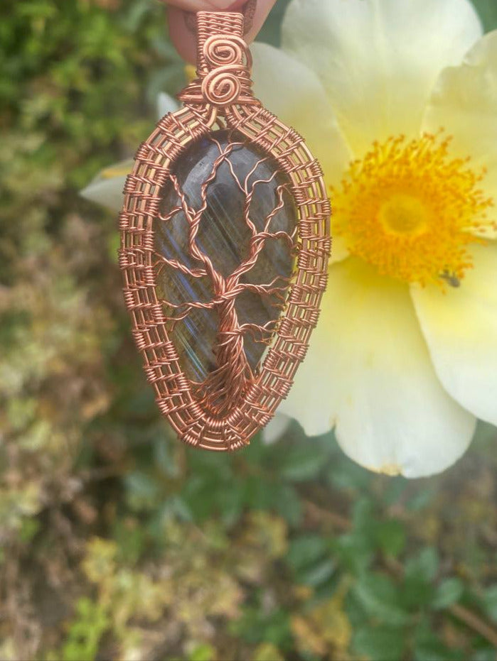 "Woodland Tales" - Labradorite Tree of Life Copper Wire Wrapped Amulet