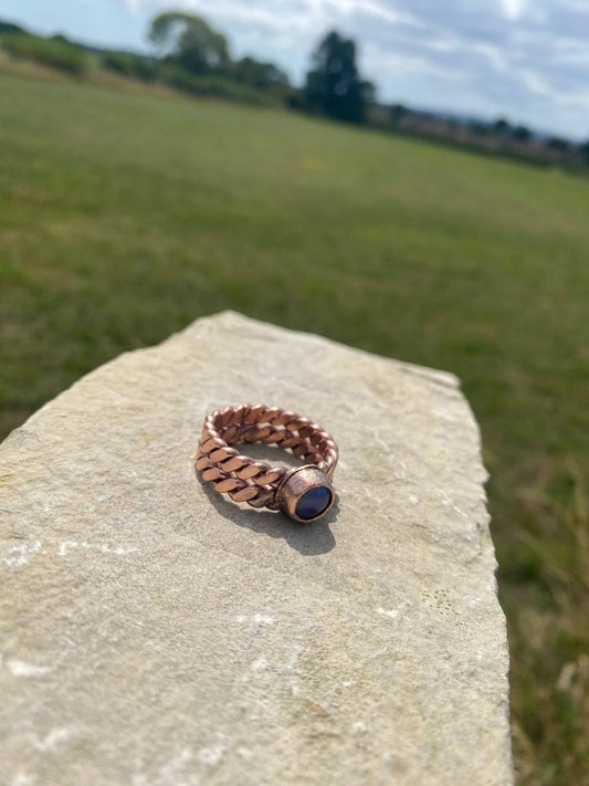 Lost Cubit (177MHz) Tensor Finger Ring with Moonstone Size X (12 USA)