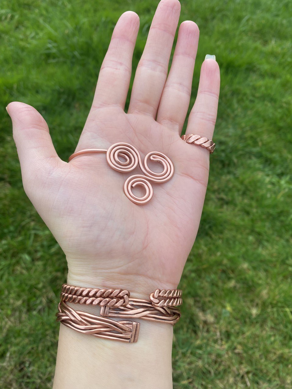 Pure Copper Triskelion Hand Spirals