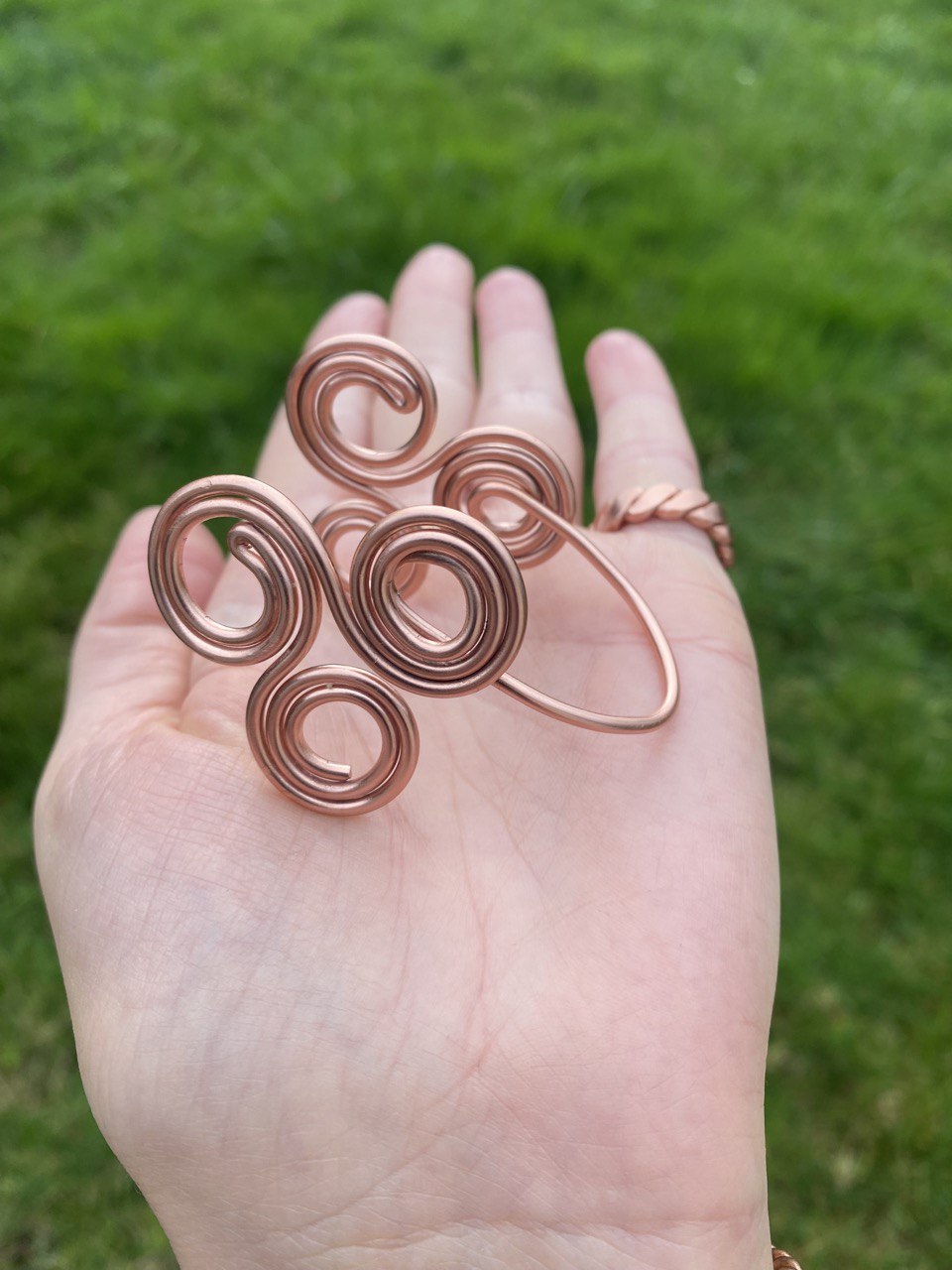 Pure Copper Triskelion Hand Spirals