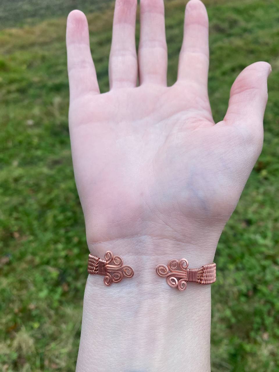 Bumblebee Jasper Copper Wrapped Cuff Bracelet (Small)