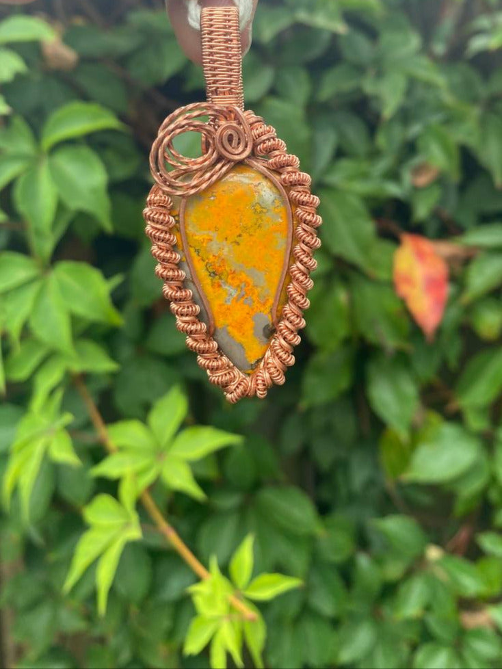 Bumblebee Jasper Copper Wrapped Pendant