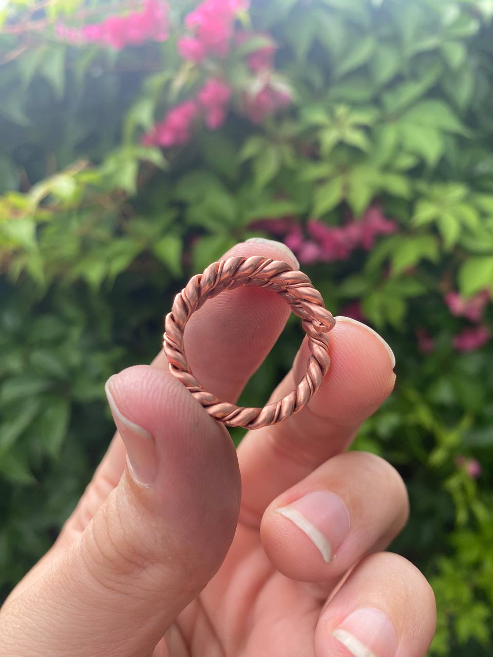 Overlapping Twisted Copper Ring (Open Ended)