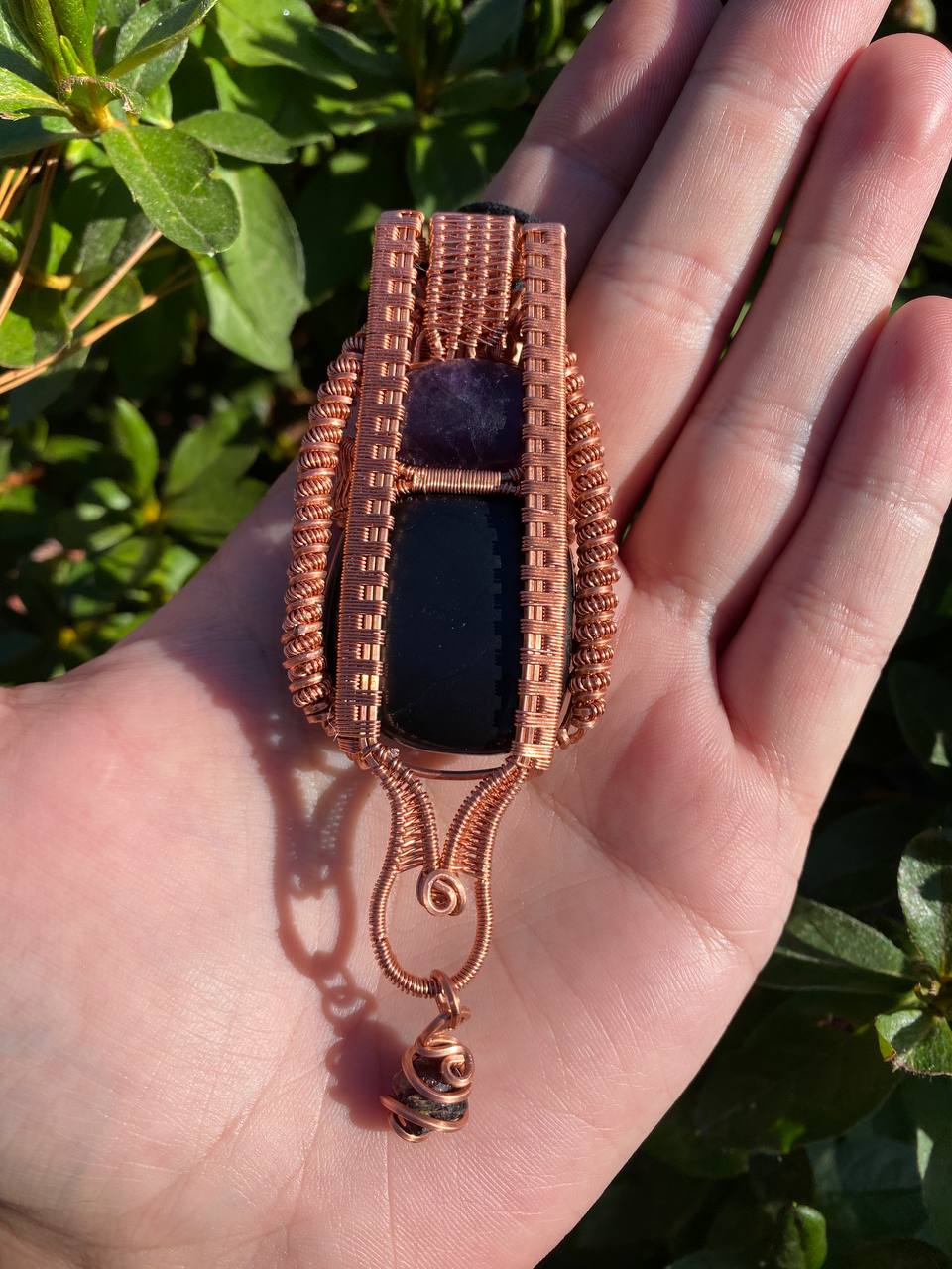 "Amulet of Tyr" - Shungite & Fluorite & Garnet Amulet