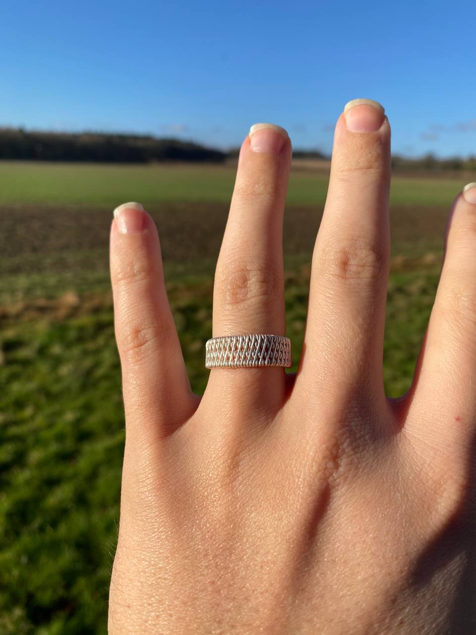 Silver Plated Copper Wrapped Woven Ring