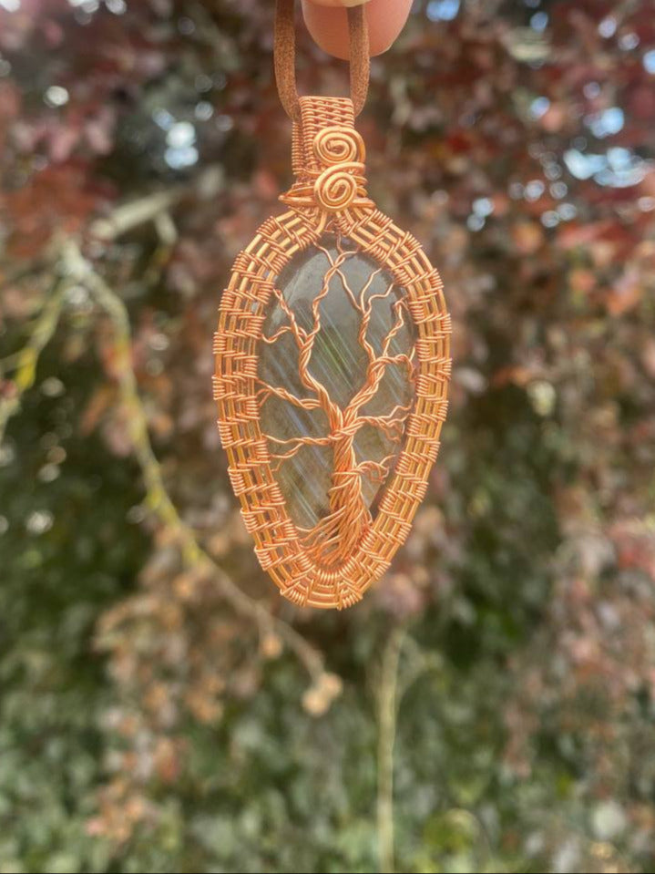 "Woodland Tales" - Labradorite Tree of Life Copper Wire Wrapped Amulet