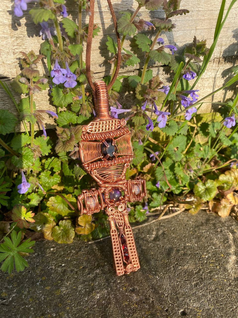 "Osiris" - Copper & Crystal Ankh Amulet