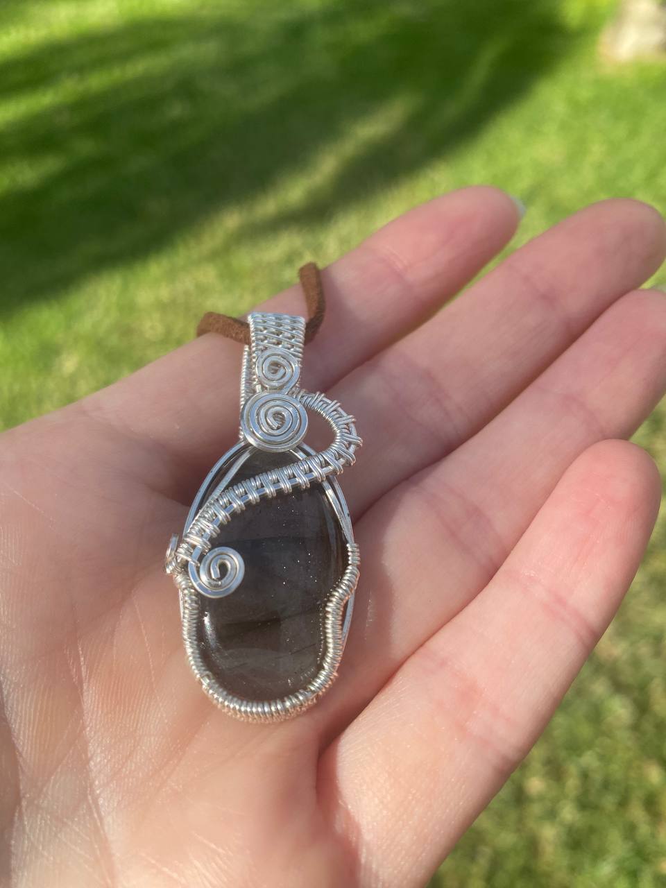 Labradorite Silver Plated Copper Wire Wrapped Pendant