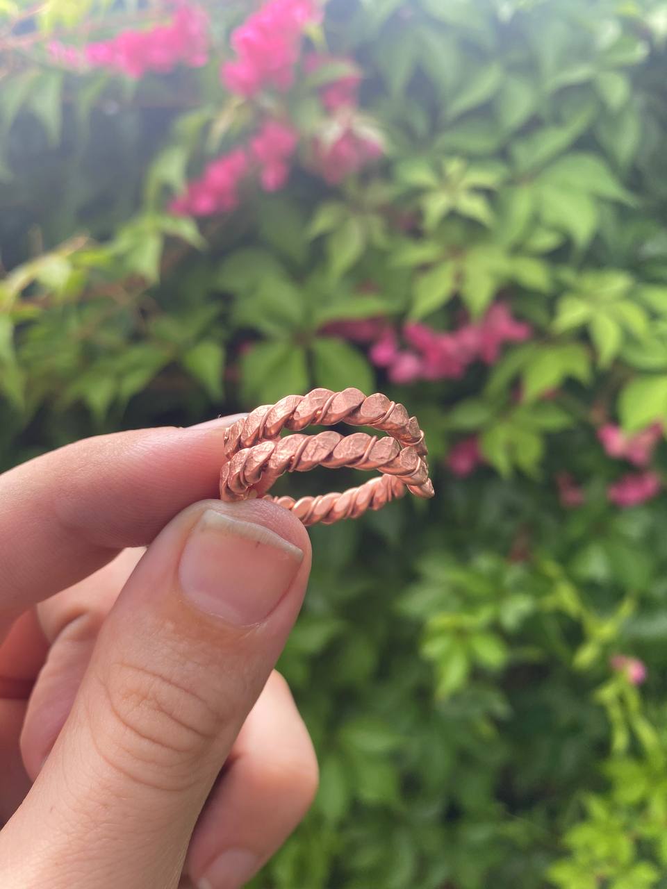 Overlapping Twisted Copper Ring (Open Ended)