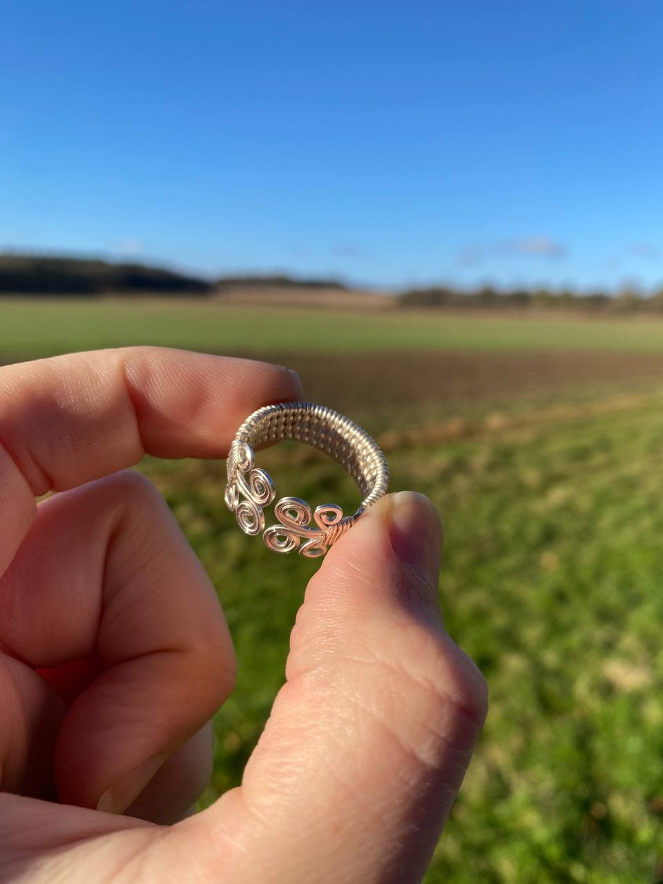 Silver Plated Copper Wrapped Woven Ring