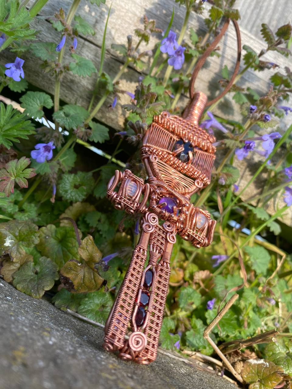 "Osiris" - Copper & Crystal Ankh Amulet