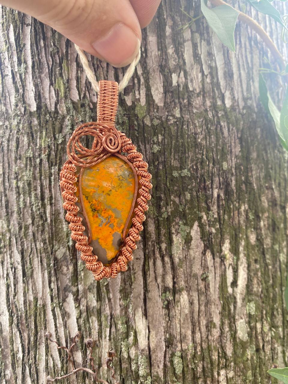 Bumblebee Jasper Copper Wrapped Pendant