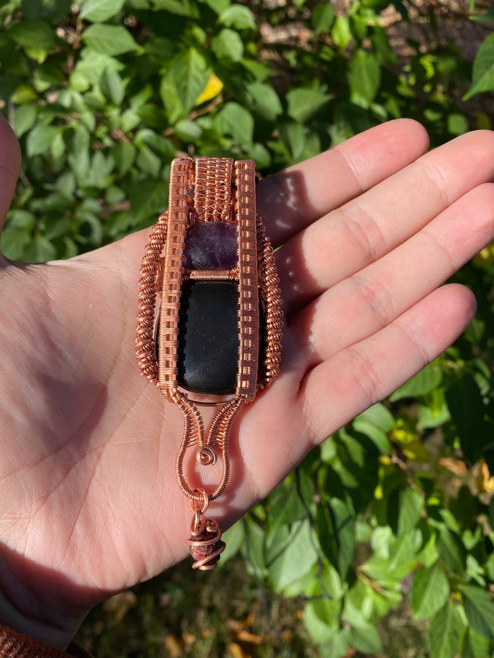 "Amulet of Tyr" - Shungite & Fluorite & Garnet Amulet