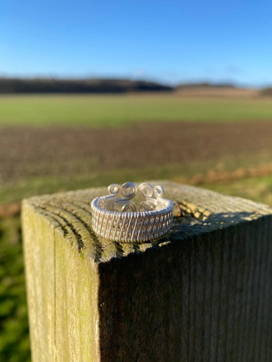 Silver Plated Copper Wrapped Woven Ring