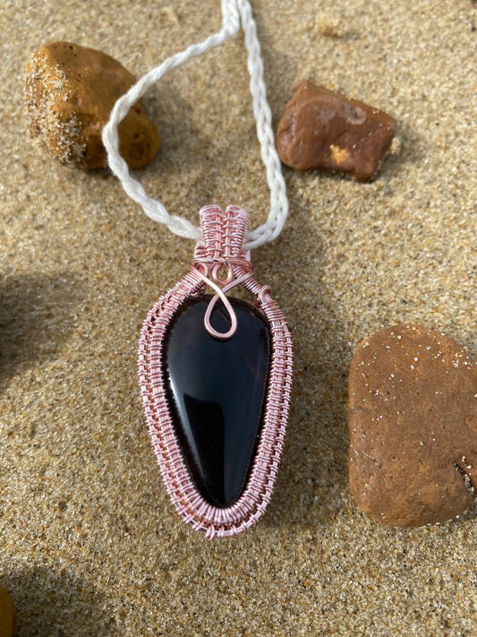 Smoky Quartz Copper Wire Wrapped Pendant