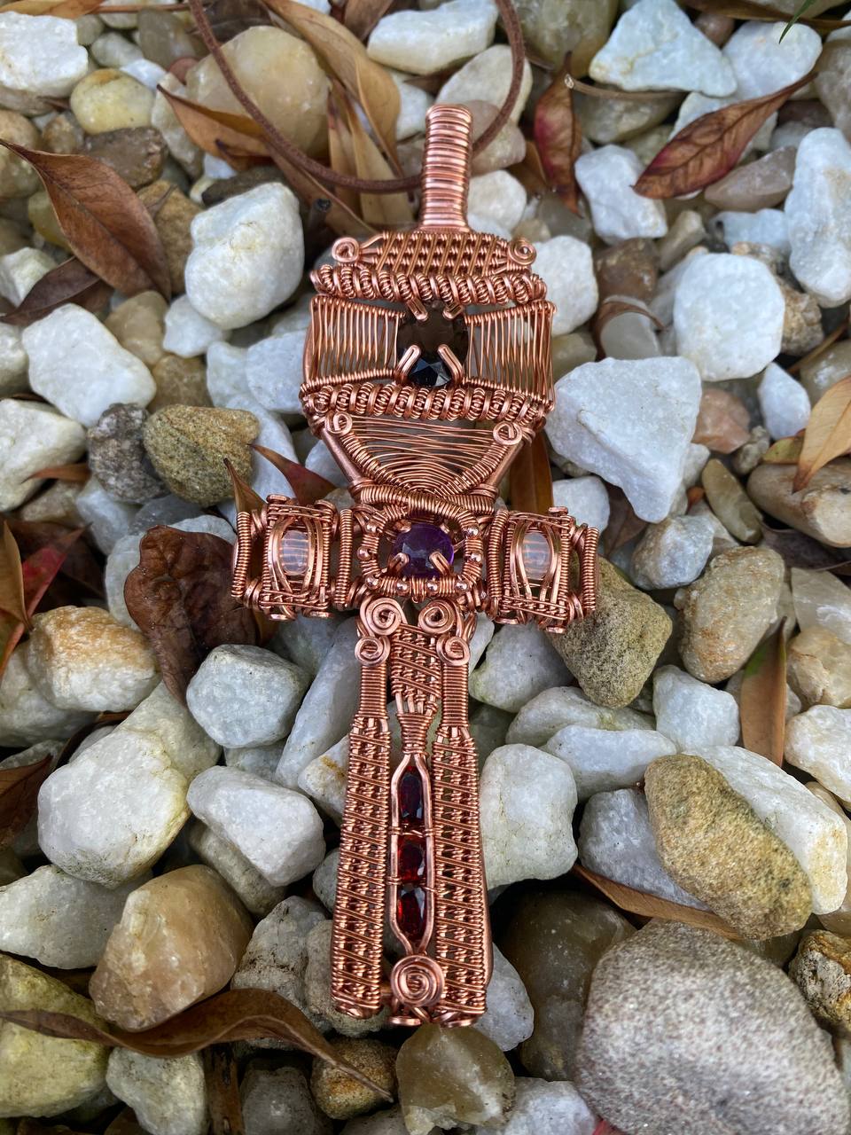 "Osiris" - Copper & Crystal Ankh Amulet
