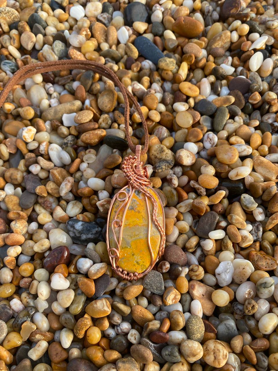 Bumblebee Jasper Copper Wrapped Decorative Pendant