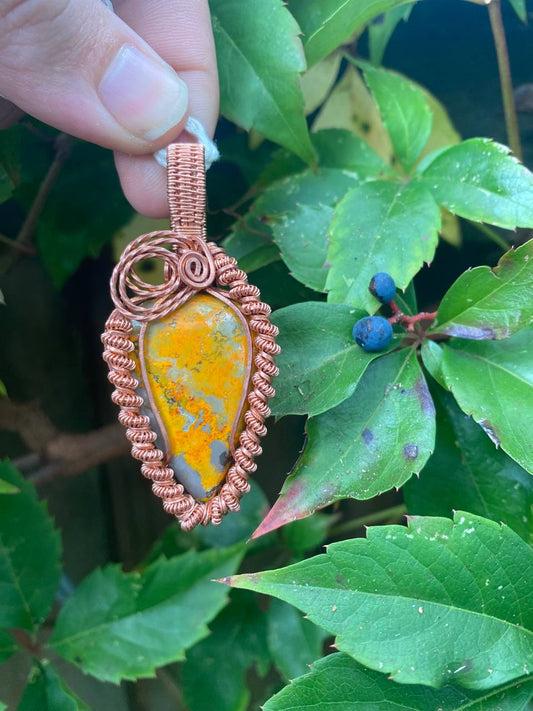 Bumblebee Jasper Copper Wrapped Pendant